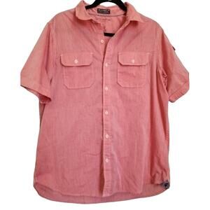 Rocawear Classic Mens Button Down Short‎ Sleeve Shirt Pockets Coral